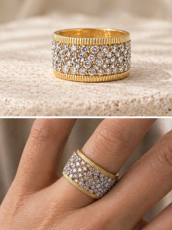 Freida Rothman Jewelry - New Freida Rothman shining hope sterling silver Gold plated pave ring